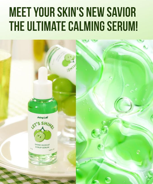 Let's Shine! Shine Muscat Syrup Serum 1.69 fl. oz(50ml) - Hydrating & Calming Face Serum with Hyaluronic Acid, Vitamin B5 & C, Perfect for Sensitive Skin, Fast Absorbing & Lightweight