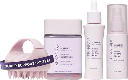 Scalp Support System: Keranique Supplements, Follicle Booster, Serum & Massager