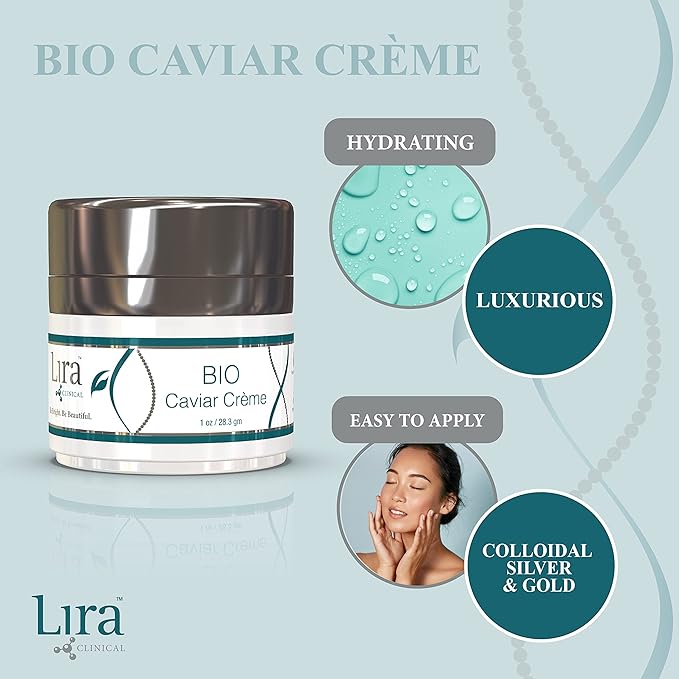 Lira Clinical BIO Caviar Creme and PRO Lite Serum Bundle - Anti Aging Face Moisturizer for Women and Men - Anti Wrinkle Face Cream with Plant Stem Cells - Face Serum for Acne Skin, Dry, and Oily