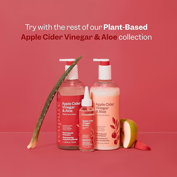 Renpure Apple Cider Vinegar Scalp Serum, Plant-Based – Detoxifies, Balances & Hydrates Scalp for Softer, Shinier Hair – For Itchy Scalp - Apple Cider Vinegar, Ginger Root, Peppermint Leaf - 4 Fl Oz