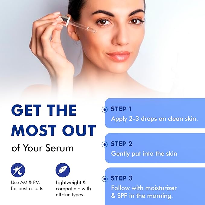 10% Niacinamide Serum with Hyaluronic Acid, Anti-Aging and Moisturizer, All Skin Type Face Serum for Women 1 fl oz.