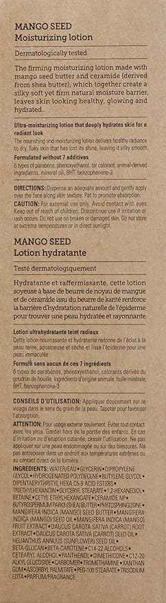 THE FACE SHOP Mango Seed Moisturizing Lotion | Ultra-Moisturizing Lotion for Healthy Radiance to Dry & Flaky Skin | Intense Hydrating & Nourishing Skincare, 4.9 Fl Oz (Pack of 1)
