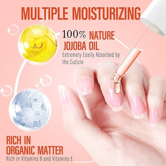 CHUCHU Organic Cuticle Oil for Nails: Peach Jojoba Nail Oil with Vitamin B & E - Moisturizes Repairs and Promotes Nail Growth - Prevents Dryness Hangnails and Chapped Skin 15ML