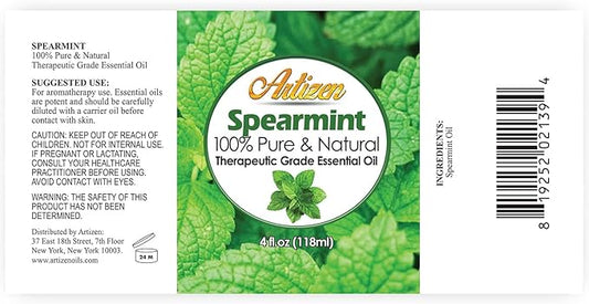 Artizen 4oz Oils - Spearmint Essential Oil - 4 Fluid Ounces