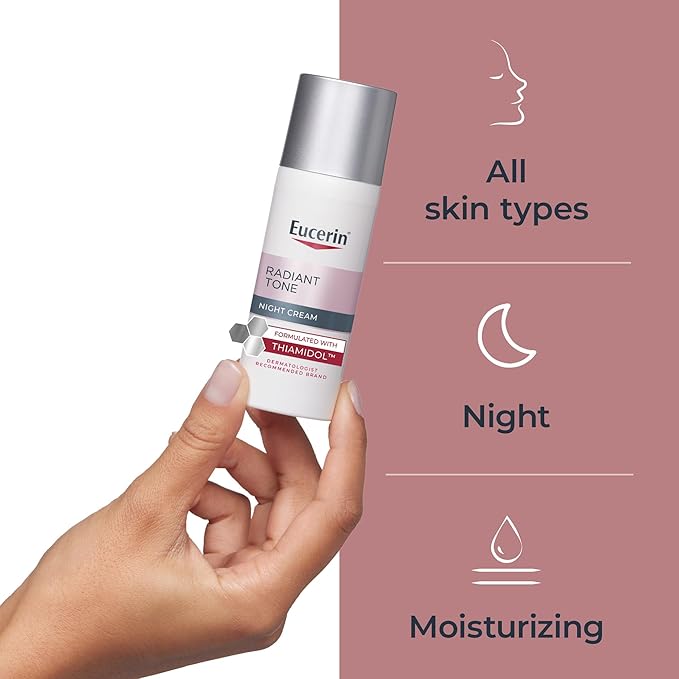 Eucerin Radiant Tone Night Cream, Dark Spot Corrector for Face with Thiamidol, Helps Visibly Reduce the Look of Persistent Dark Spots, 1.7 Oz Bottle