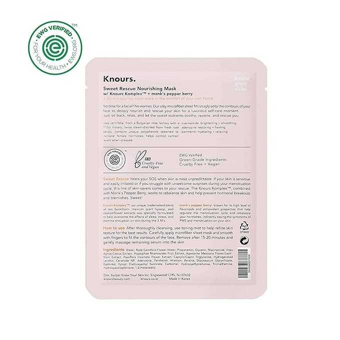 Knours. Nourishing & Hydrating Mask, Rose Water Toning Rejuvenating Facial Nourishing Clean Beauty (10 Count)
