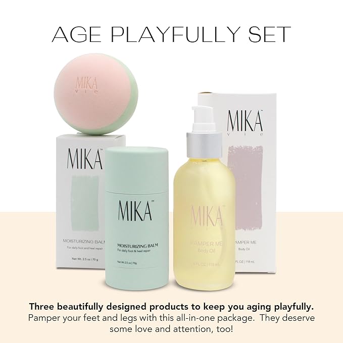 Pamper Me Bundle Body Oil Foot Balm Massage Ball | 3-Piece Beauty Kit with Organic Body Oil for Dry Skin Foot Balm for Dry Cracked Feet and Massage Ball | Clean Beauty, Vegan and Paraben Free