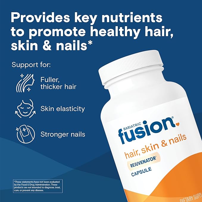 Bariatric Fusion ONE Per Day Bariatric Hair Skin and Nails Vitamins REJUVENATOR for Women | Vegan Hair Growth Vitamins with Biotin, Vitamin B12, and B1 | Easy to Swallow | 120 Capsules