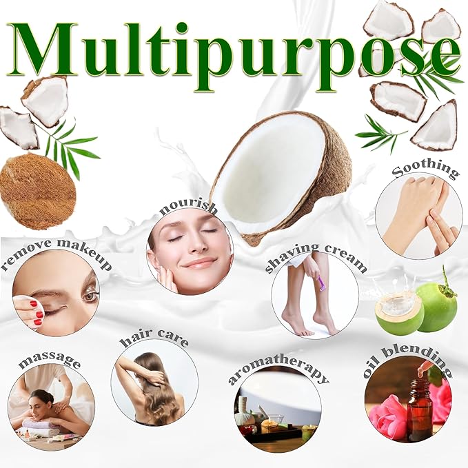 Elitzia Coconut Oil Hair Spa Skin Care Massage Oil Conditoner Liquid Skin Nourish Moisturier Makeup Remover Fix Flyaways Versatile Base Oil Face Body Pure Natural 3.99fl.oz