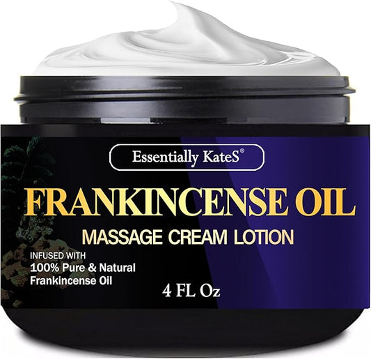 Frankincense Oil Massage Cream Lotion 4 Fl Oz - Medium Glide - Helps Relax Sore Muscle and Stiffness - Helps Tone & Nourish Skin