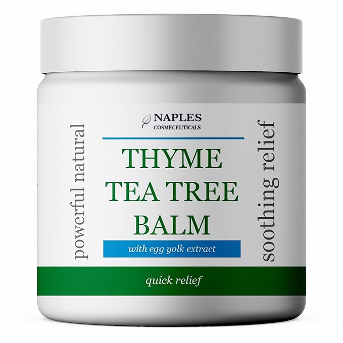 Thyme and Tea Tree Oil Balm with Egg Yolk Oil Cystic Acne Relief, Blind Pimples, Soothing Salve Irritations, Bartholin Cyst, Eczema, Psoriasis