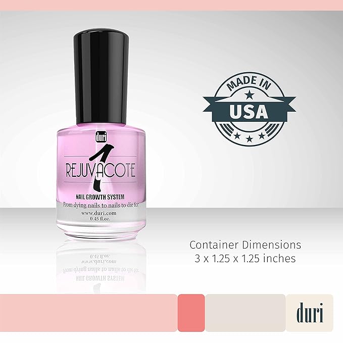 duri Rejuvacote 1 Nail Growth System - Original Maximum Strength Formula - Nail Strengthener and Nail Growth - Base and Top Coat - Pack of 3 - 0.45 fl. oz.
