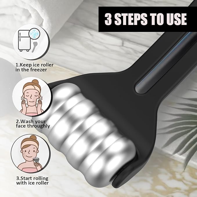 Ice Roller for Face & Body - SPA-Grade Aluminum Cold Therapy Roller Reduces Puffiness, Wrinkles & Migraines | Long-Lasting Cooling Relief | Gift for Women & Men