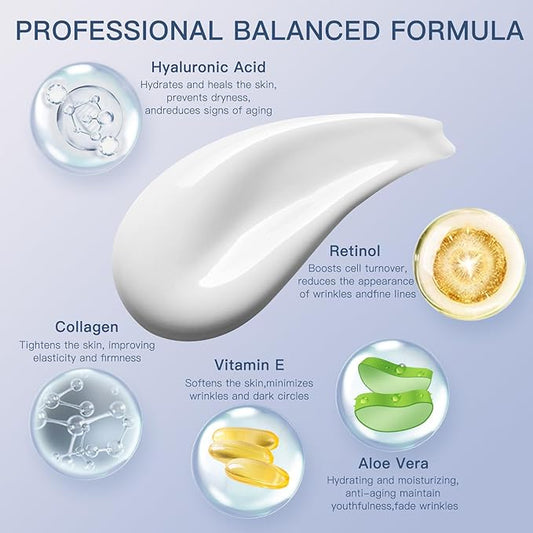 Instant Face Lift Cream with Retinol,Collagen & Hyaluronic Acid, Anti-Aging Moisturizer for Face, Neck & Décolleté, Neck Firming Cream for Women & Men, 1.7 Fl Oz