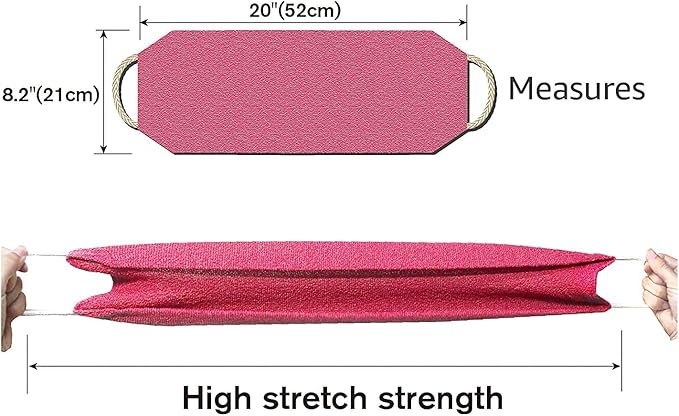 Evridwear Exfoliating Back Scrubber with Handles Two Sides for Body Shower Deep Cleans Skin Massages Invigorating Blood Circulation Men Women One Size (2 Pack Pink)