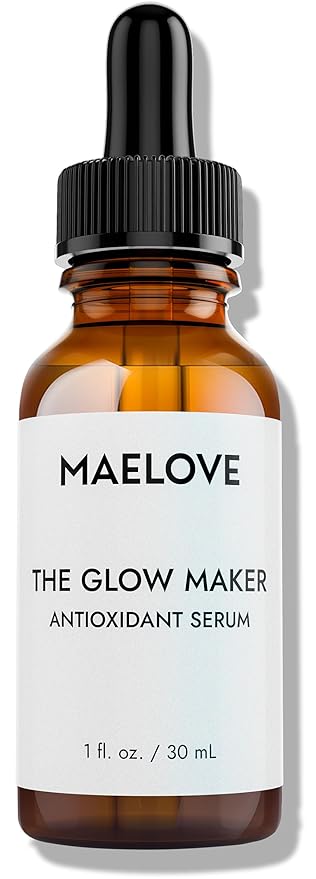 MAELOVE Glow Maker Vitamin C Serum with Vitamin E, Ferulic Acid & Hyaluronic Acid, Award-Winning Brightening and Hydrating Facial Serum, Unscented, 1.0 fl oz