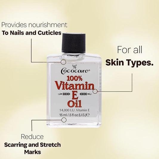 COCOCARE 100% Vitamin E Oil - Maximum Moisture for Dry Skin - 28000 I.U Wrinkle Reduction - 1 Fl Oz (Pack of 2)