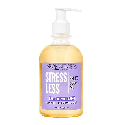 Stress Less Body Oil - Lavender, Chamomile, Sage Oil Scented - Body Massage Oil for Men & Women - 8.0 FL Oz Bottle