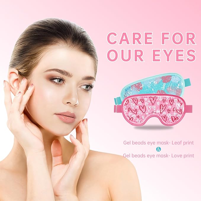 Cooling Eye Mask Cold Eye Compress Mask for Puffy Eyes, Reusable Eye Ice Pack Gel Ice Eye Mask for Tired Eyes, Eyes Surgery, Migraines, Stress Relief, Itchy Eyes, Skin Care, Eye Spa 2PCS
