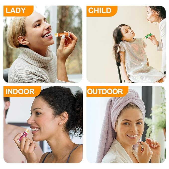 10 Pack Natural Lip Balm Bulk with Vitamin E and Coconut Oil - Moisturizing, Sootand Cracked Lips, Mini Chap Stick Gifts for Kids Women Men- 10 Flavors - Non-GMO