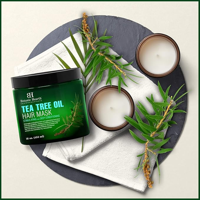 Botanic Hearth Tea Tree Hair Mask & Deep Conditioner, Moisturizes & Protects Hair & Scalp - with Soy Protein, Vitamin E, Collagen, Keratin & Coconut Oil - 16 oz (Packaging May Vary)