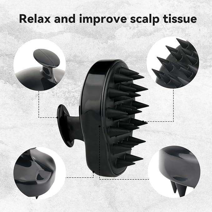 MOCHTERO Handheld Scalp Massager, for Stress Relax Hair Growth,Silicone Hair Brush, Black