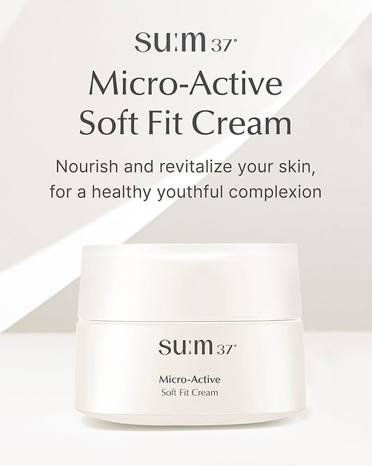 SU:M Micro-Active Soft Fit Cream (1.67 fl oz) - Deep Hydration for Elasticty, Sensitive Skin. Korean Skin Care. Peptides, Fermented Nutrients.