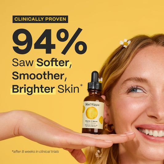 Mad Hippie Vitamin C Serum, Ultra-Hydrating with Hyaluronic Acid, Ferulic & Vitamin E, Anti-Aging, Glow Up Essentials, Cruelty-Free Skin Care, 1.02 Oz