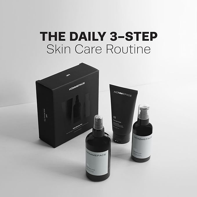 HommeFace Daily Trio Skin Care Set for Men, 3-Step Routine