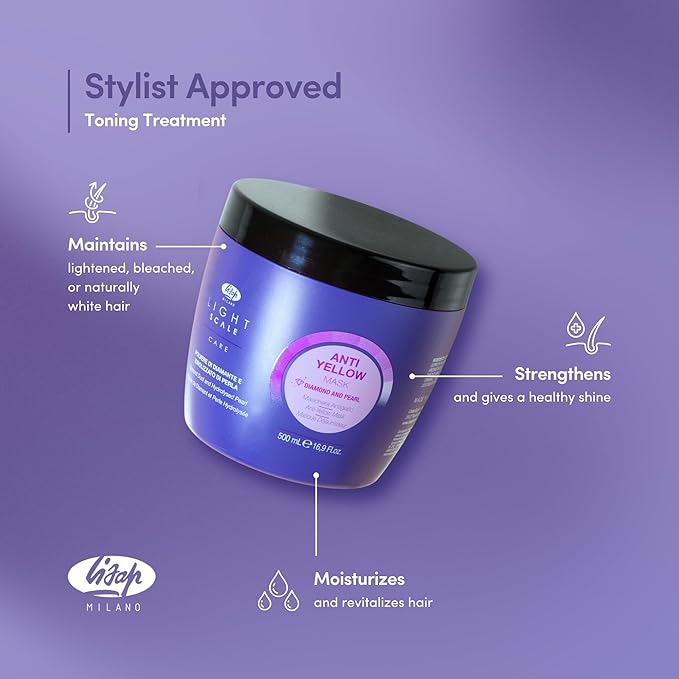 Lisap Purple Hair Mask, Light Scale Hair Care Anti Yellow Hair Toner for Blondes, Toning Blonde, White, Silver Hair & Highlights, Nourishing & Hydrating Mask, Neutralizes Brassy Tones, 16.9 fl oz