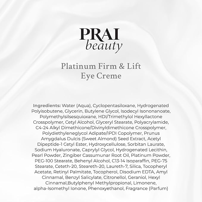 PRAI Beauty Platinum Firm and Lift Eye Creme - Tightening and Firming Eye Cream - Anti-Aging Under Eye Cream - Irritation Free - 0.5 Oz