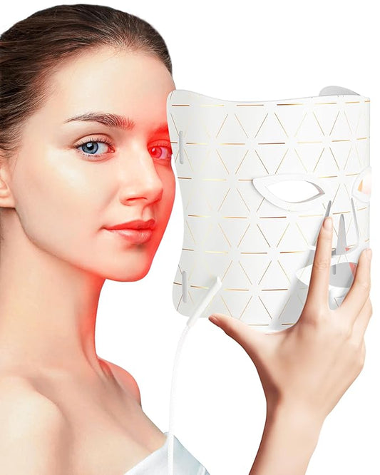 LED Light Therapy Mask Skin Care Mask, LED Red Light Therapy 630nm & 830nm Wavelength for Home Use, Body Beauty Machine for Care at Home (premium white)