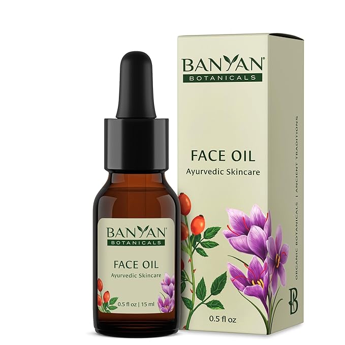 Banyan Botanicals Face Oil – Luxurious Ayurvedic Face Oil – Clean Skincare with Rosehip Oil and Jojoba Oil for Skin that Glows – 0.5 oz – Non-GMO, Cruelty Free, Paraben & Phthalate Free