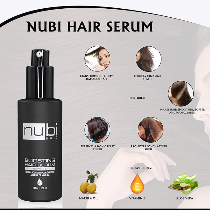 Silky Smooth Hair Serum for All Hair Types, Contains Marula Oil, Aloe Vera and Vitamin E, Non-Greasy Formula, Boosts Shine and Promotes Hair Growth, 2 Fl. Oz. / 60 Ml. (3 Pack)