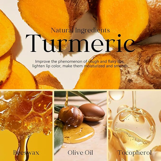2 Pcs Turmeric Lip Balm for Dark Lips, Natural Lip Lightening Moisturizer Lip Scrub for Smokers Dark Lip, Lip Balm for Exfoliating, Hydration, Softening
