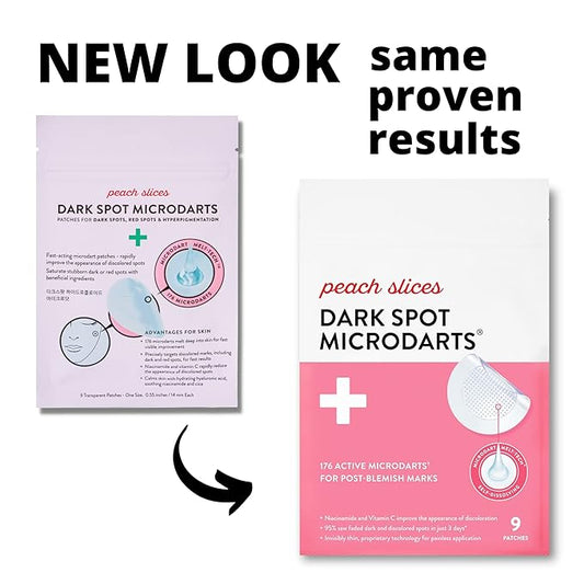 Peach Slices Dark Spot MicroDarts | For Dark Spots, Post-Blemish Redness | Self-Dissolving | Niacinamide, Vitamin C, Hyaluronic Acid, and Cica | Vegan | Cruelty Free | 9 Patches