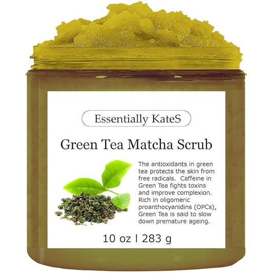 Green Tea Matcha Body & Foot Scrub 10 oz - A blend of matcha green tea extract, shea butter, and coconut oil for a soothing journey to a tranquil Zen garden - The best stocking stuffer