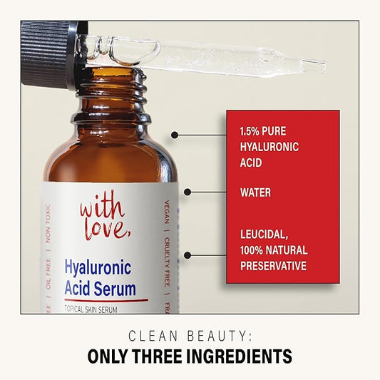2 oz Hyaluronic Acid Serum for Face - Hydrating Hyaluronic Acid Serums - Anti-Aging Pure Hyaluronic Acid for Face 2oz Bottle - Moisturizing Hyaluronic Acid Facial Serum for AM/PM Skincare Routine