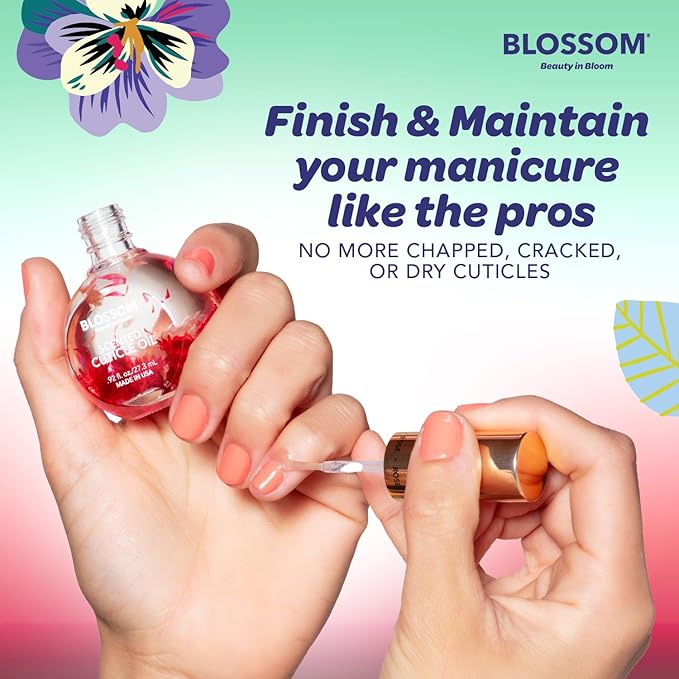 Blossom Cuticle Oil for Nails, Hydrating, Moisturizing, Scented Nail Oil Cuticle Care, Infused with Real Flowers, Made in USA, 0.92 fl. oz, Watermelon