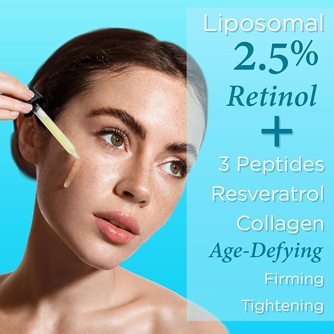 Ebanel Liposomal 2.5% Retinol Serum for Face with Hyaluronic Acid, Peptide, Vitamin C, Pore Minimizer Skin Tightening, Anti Aging Serum, Minimizes Wrinkles, Fine Lines, Age Spots