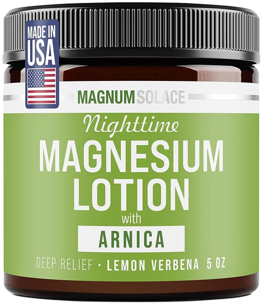 Nighttime Magnesium Lotion with Arnica – Soothing Relief & Relaxation, Highly Concentrated Magnesium for Muscles & Joints – Apply to Legs or Feet Before Bed – Skin-Friendly