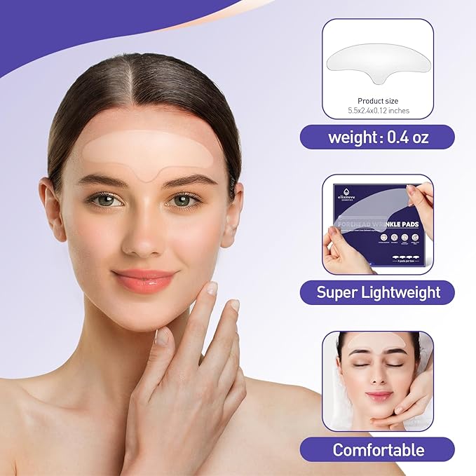 Soft Silicone Forehead Wrinkle Patches Reusable, Non-invasive Natural Forehead Wrinkles Treatment Patches, Safe Anti Wrinkle Facial Patches Overnight,4 Pieces