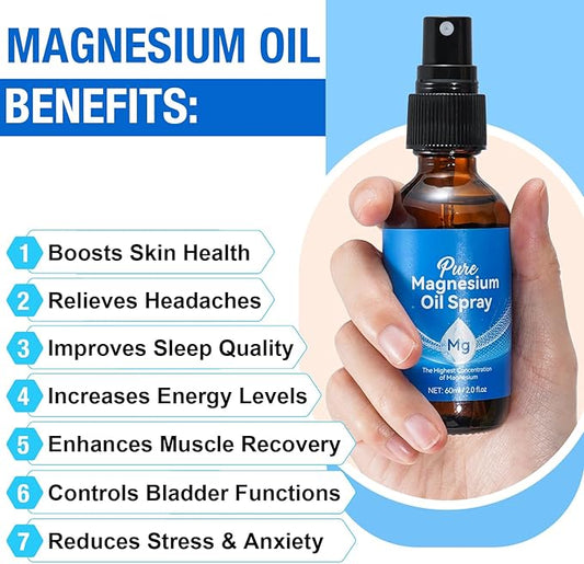 Magnesium Spray 2PACK, Pure Magnesium Chloride Oil Spray, Magical Magnesium Body Spray 2.02 fl.oz