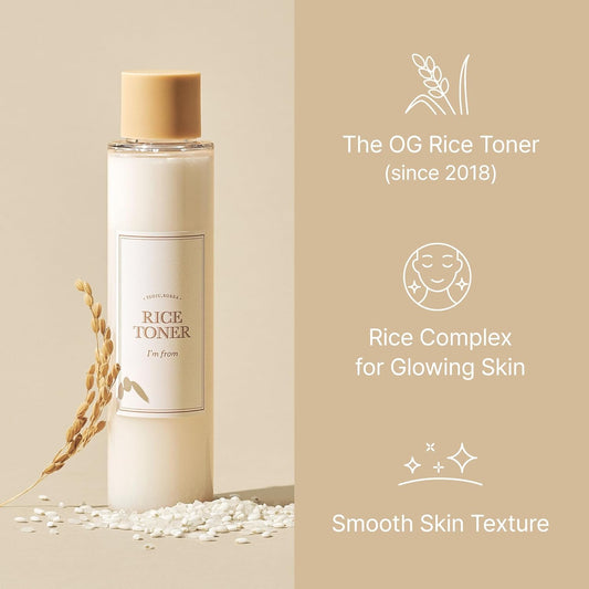 I'm From Rice Toner Special Set 11.15 Fl Oz, Limited Edition, Hydrating for Dry Skin, Vegan, Alcohol Free, Fragrance Free, Peta Approved, K Beauty Toner, Gift Set for Women