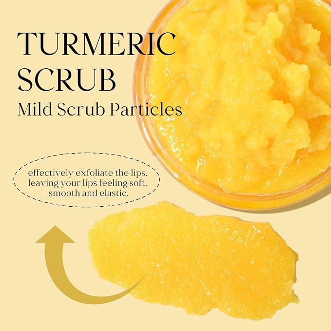 2 Pcs Turmeric Lemon Lip Scrub for Dark Lips, Natural Lightening Sugar Lip Scrub with Aloe Vera for Smokers, Lip Treatment for Lip Exfoliating, Chapped Lips