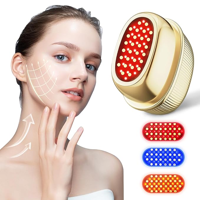Microcurrent Facial Device for Face Lift and Tightening with Red Light Therapy and Warmth Facial Massager