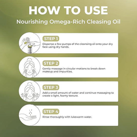Cleansing Oil For Face, Makeup Remover Oil for Dry Skin, Double Cleanser for Sensitive Skin, Cold Pressed Omega Rich Facial Cleanser for Impurities with Castor and Chia Seed