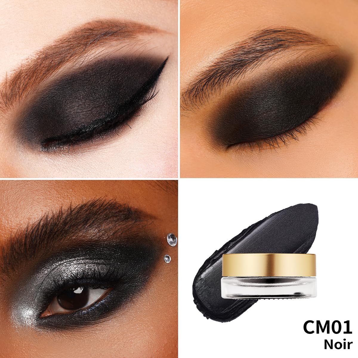Oulac Matte Eyeshadow - Black Matte Finish Blendable Smokey Eye, Waterproof & Longwear Up to 12H Intense Color for Halloween Makeup, Goth Makeup