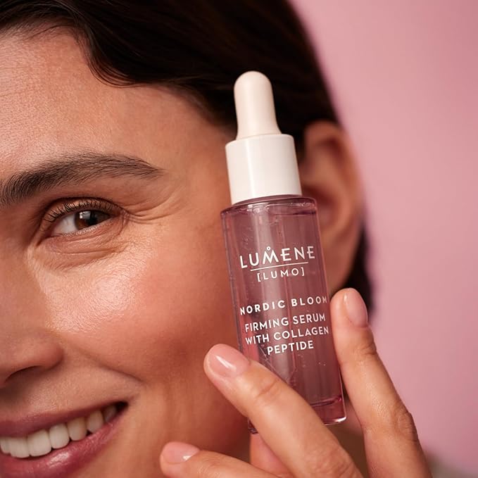 Lumene [Lumo] Vegan Collagen Face Serum - Firming Peptide Serum Formulated with Hyaluronic Acid for Smoother, Plump-Looking Skin - Helps to Reduce the Appearance of Fine Lines + Wrinkles (1 fl oz)