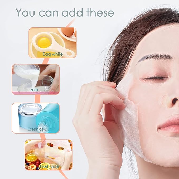 100PCS Compressed Facial Mask Disposable DIY Cosmetic Compressed Facial Mask Sheet Mask Paper Skin Care Wrapped Masks with Mask Bowl